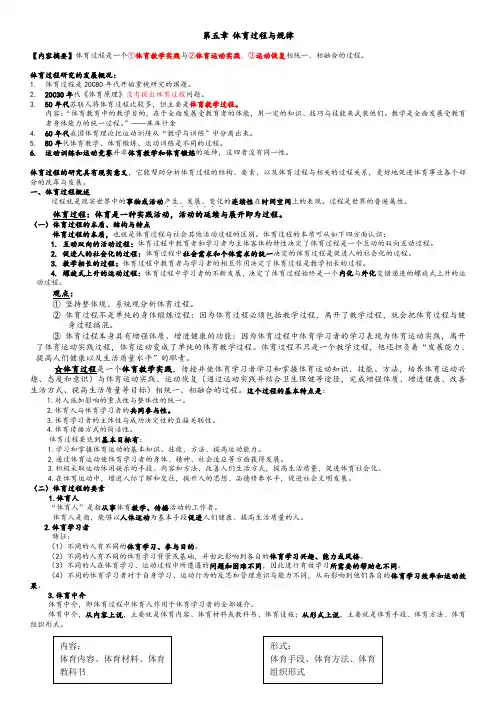 《体育原理》总结第五章 体育过程与规律