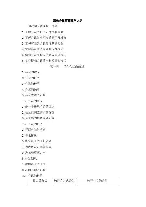 高效会议管理教学大纲