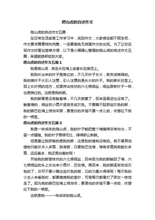 爬山虎的自述作文五篇