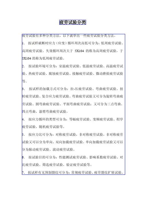 疲劳试验分类
