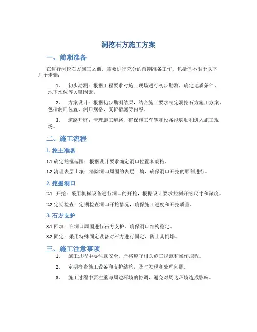 洞挖石方施工方案