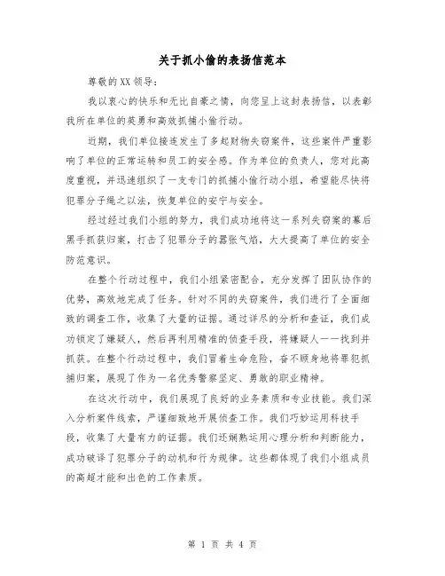 关于抓小偷的表扬信范本(三篇)