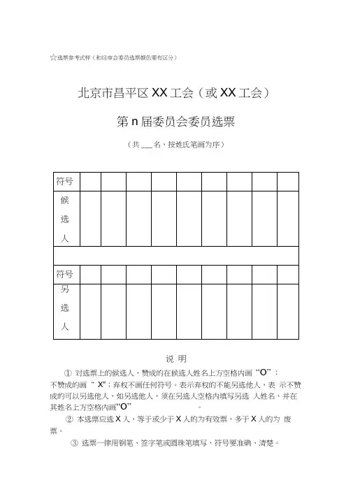 选票及统计单式样