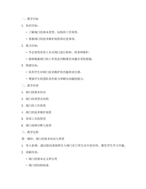 阀门技术维护教案模板及范文