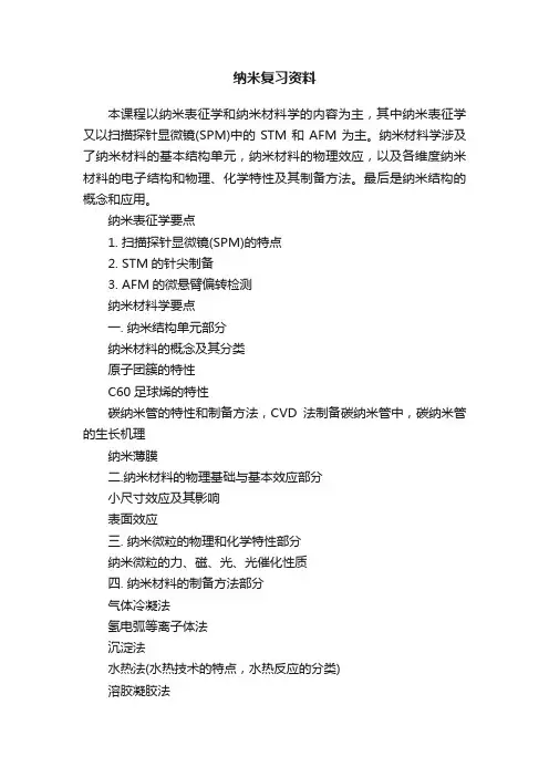 纳米复习资料