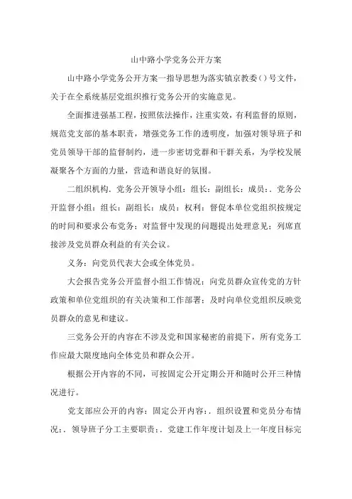山中路小学党务公开方案