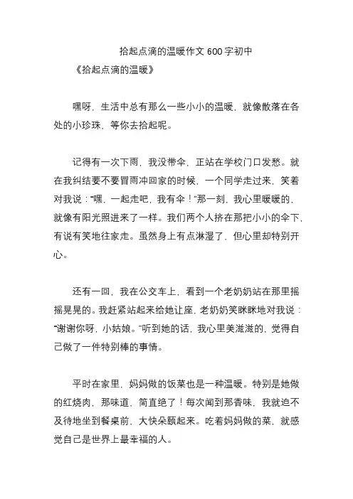 拾起点滴的温暖作文600字初中