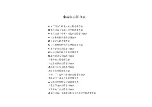 安全生产事故隐患排查各种清单汇总整理资料