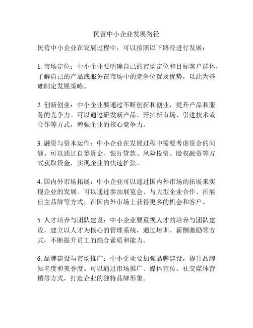 民营中小企业发展路径