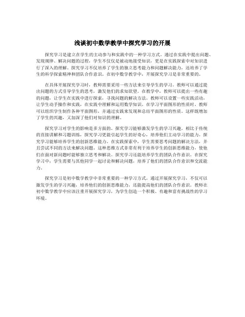 浅谈初中数学教学中探究学习的开展