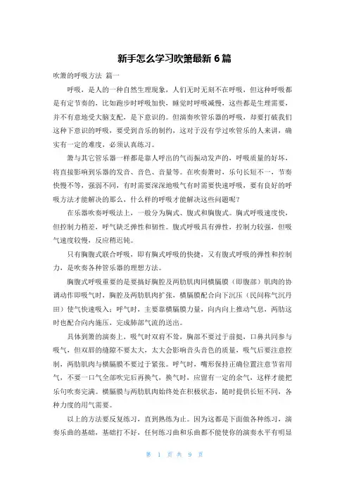 新手怎么学习吹箫最新6篇