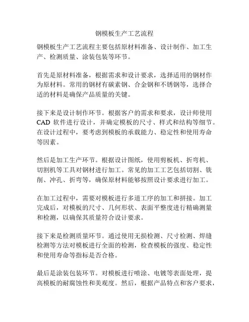 钢模板生产工艺流程