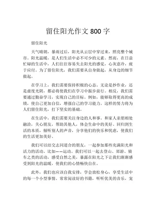 留住阳光作文800字