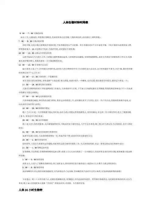 人体生物钟时间表
