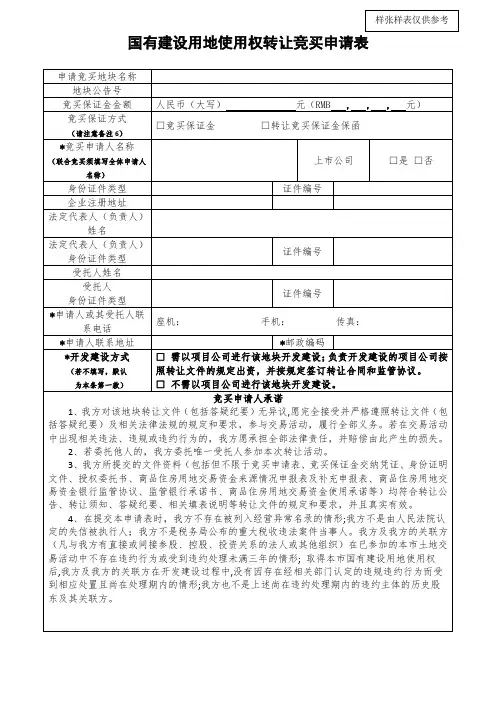 国有建设用地使用权出让要素材料申报[确认]清单(经营性用地)
