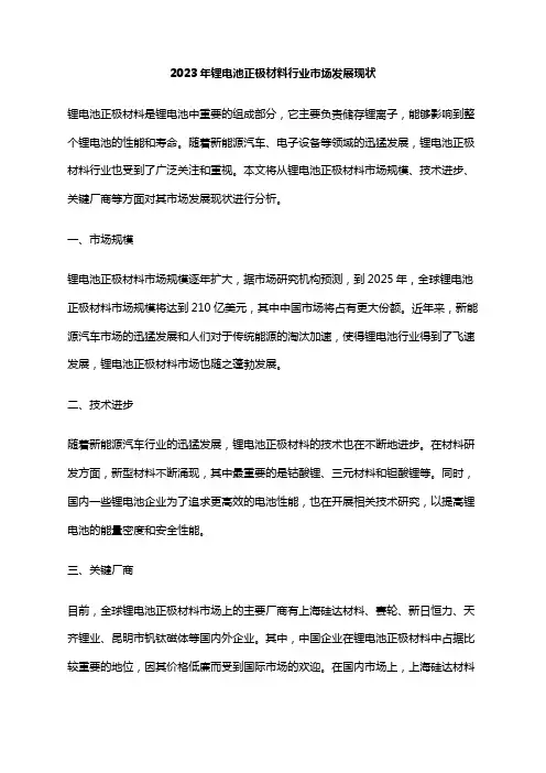 2023年锂电池正极材料行业市场发展现状