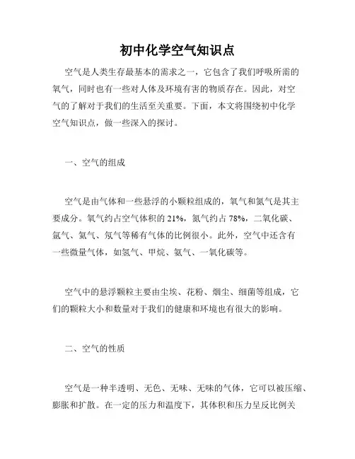 初中化学空气知识点