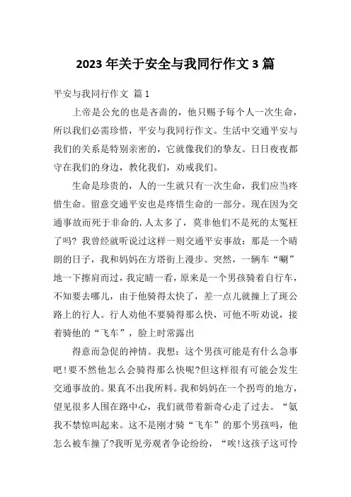 2023年关于安全与我同行作文3篇