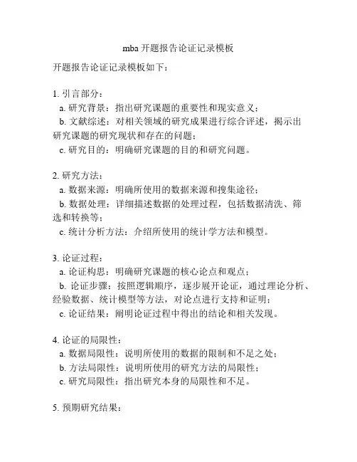 mba开题报告论证记录模板