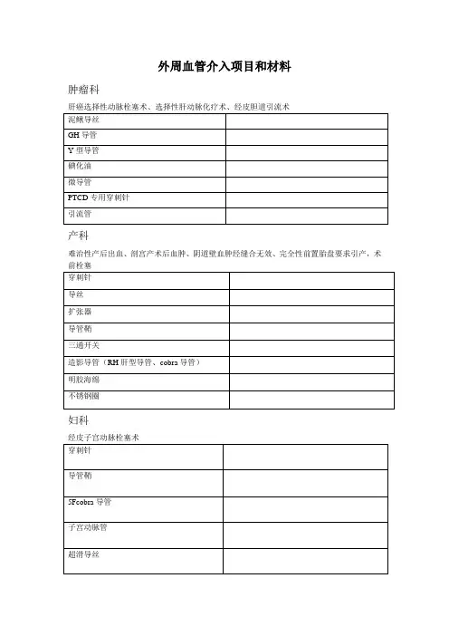 外周血管介入项目和材料
