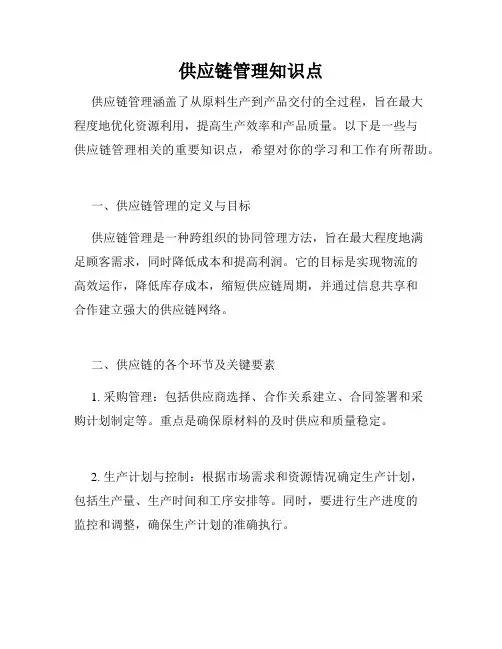 供应链管理知识点