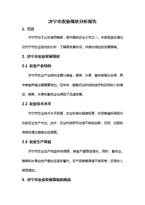 济宁市农业现状分析报告