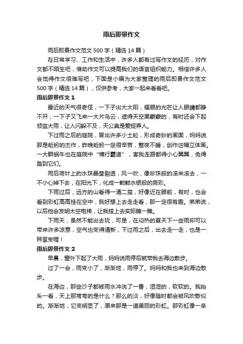 雨后即景作文范文500字（精选14篇）