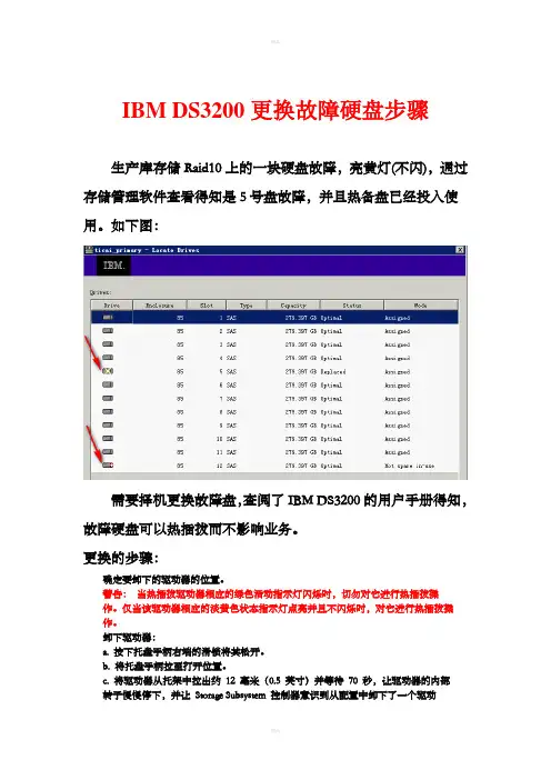 IBM存储DS3200更换故障硬盘步骤