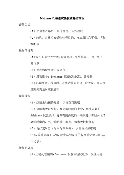 Schirmer氏泪液试验检查操作流程