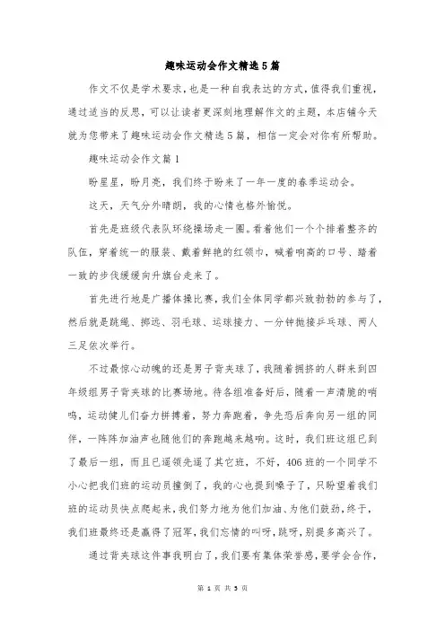 趣味运动会作文精选5篇