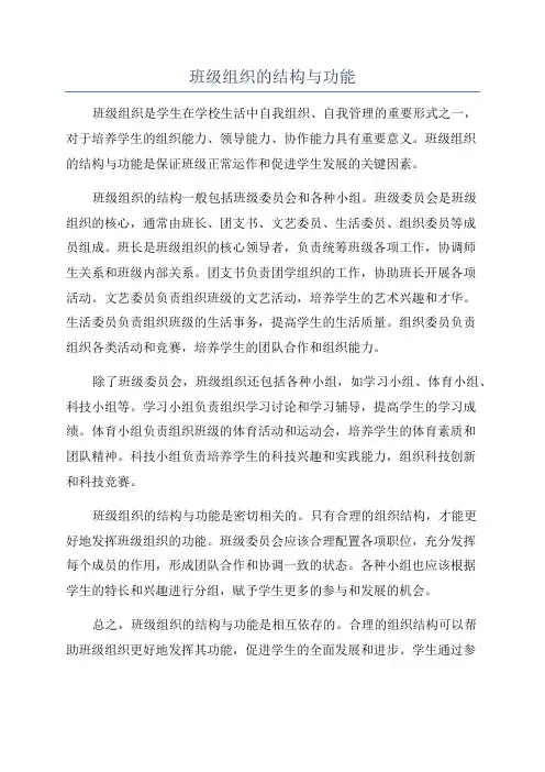班级组织的结构与功能