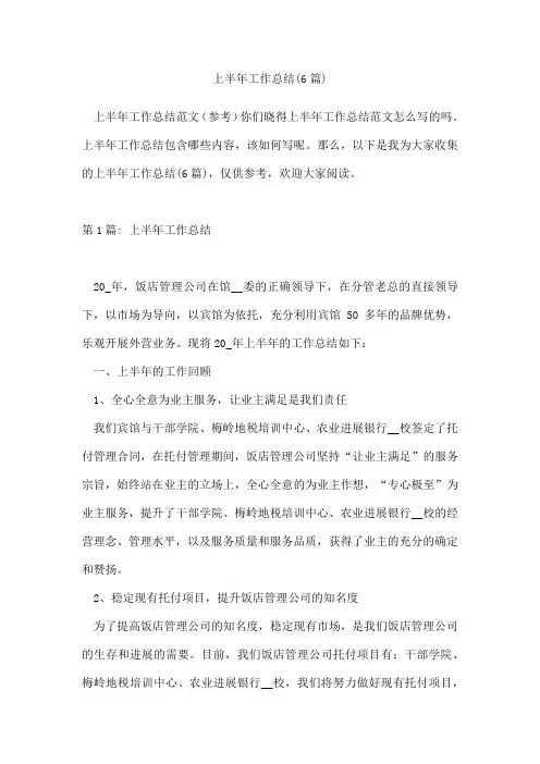 上半年工作总结(6篇)