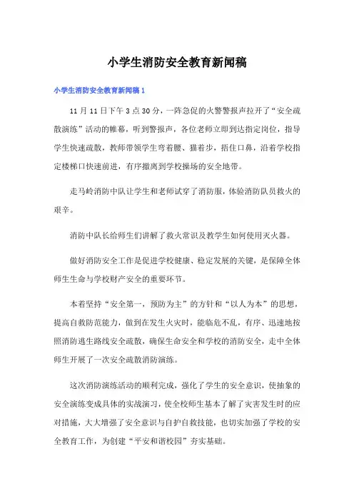 小学生消防安全教育新闻稿