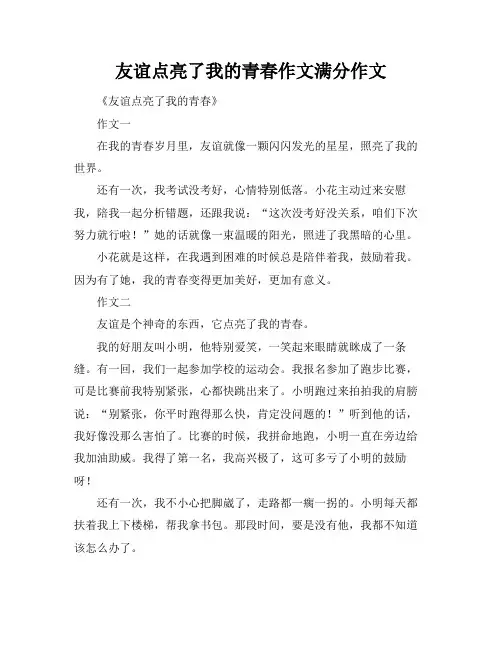 友谊点亮了我的青春作文满分作文