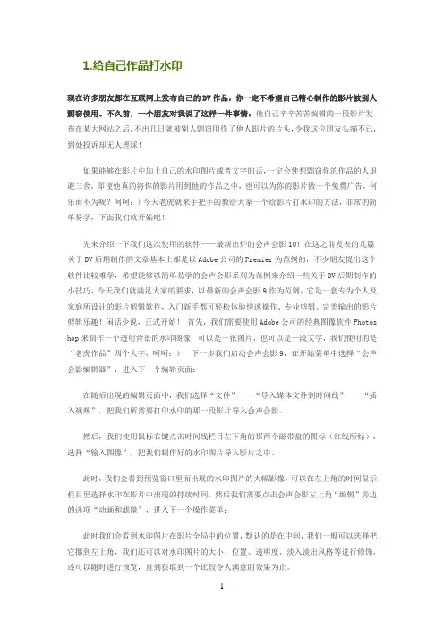 会声会影使用技巧
