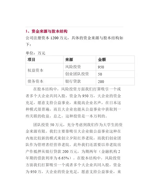 实用一个200张床位的养老机构财务投资测算分析