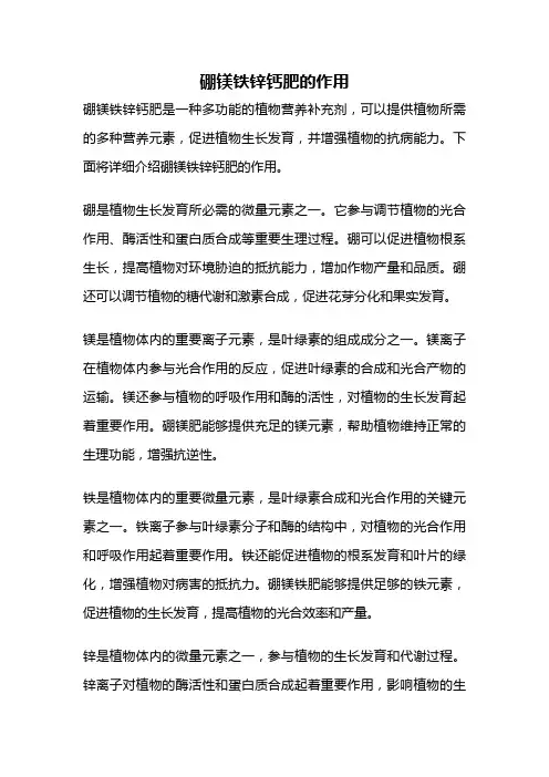 硼镁铁锌钙肥的作用