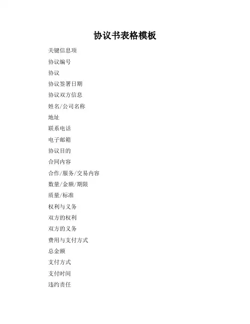 协议书表格模板