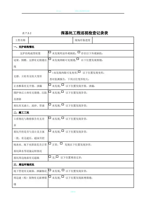 深基坑工程日常巡视检查记录表