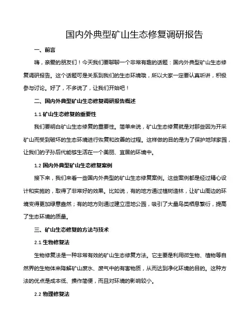 国内外典型矿山生态修复调研报告