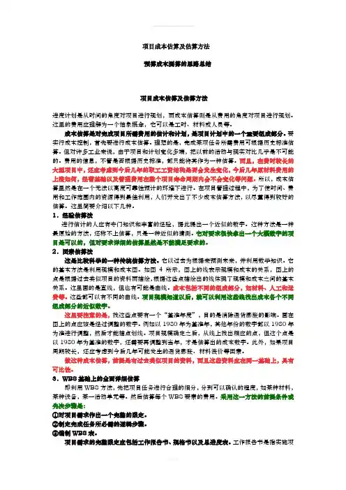 项目成本估算方法、预测思路(1)