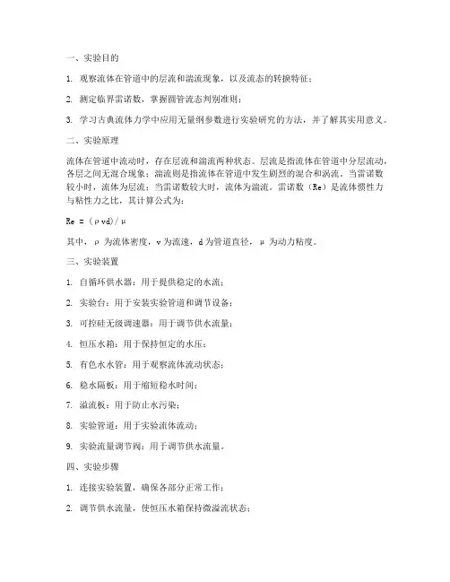 雷诺系数实验报告