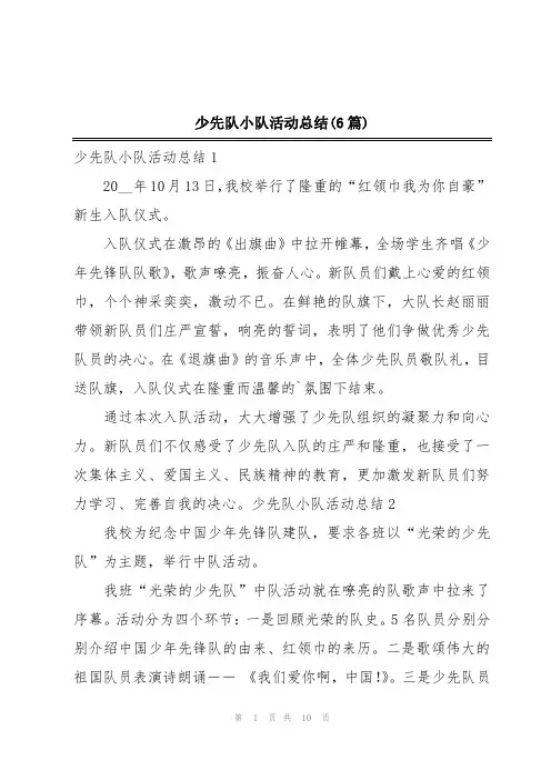 少先队小队活动总结(6篇)