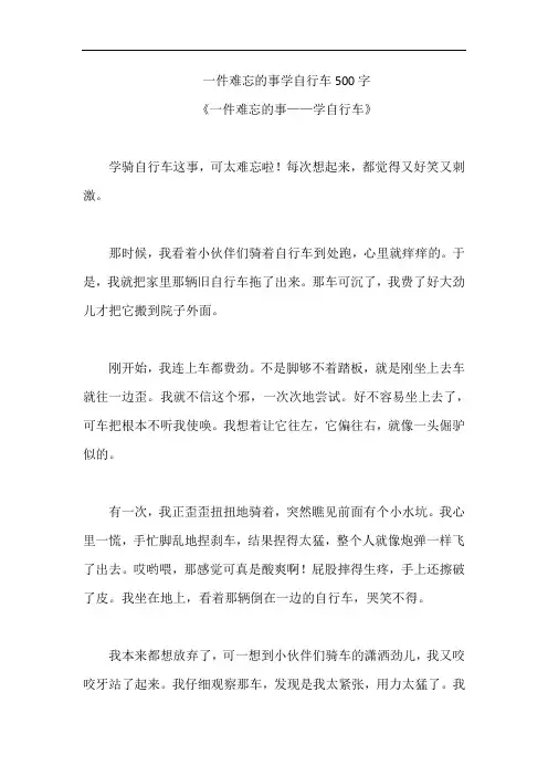 一件难忘的事学自行车500字