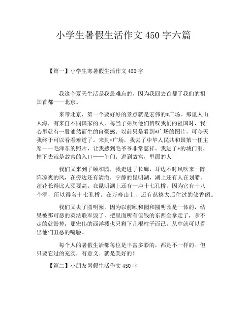 小学生暑假生活作文450字六篇