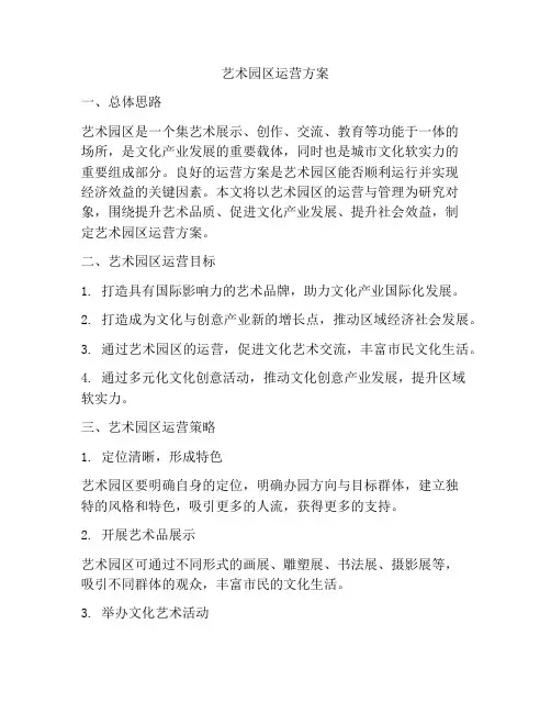 艺术园区运营方案