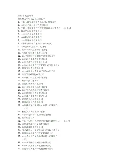 淄博纳税500强