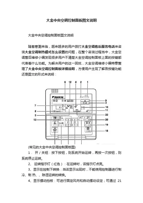 大金中央空调控制面板图文说明