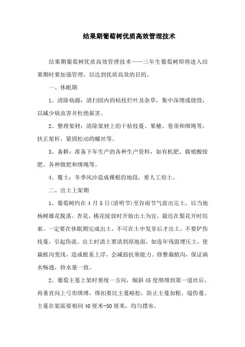 结果期葡萄树优质高效管理技术