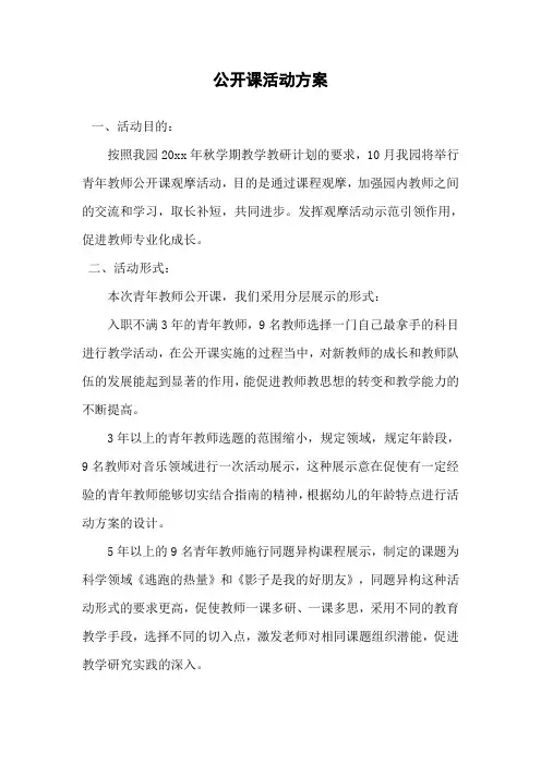 3年以下青年教师公开课方案总结点评